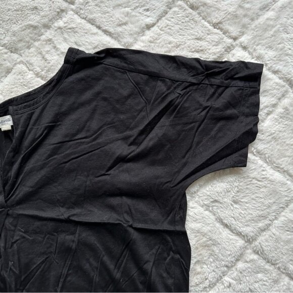 Madewell | Black Luster Cotton Splitneck Tee | Size Small - Picture 5 of 10
